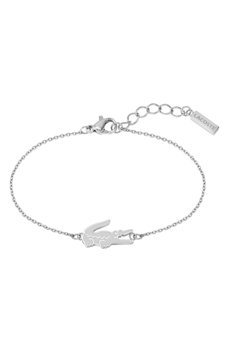 Lacoste Crocodile Bracelet, Main, color, Silver
