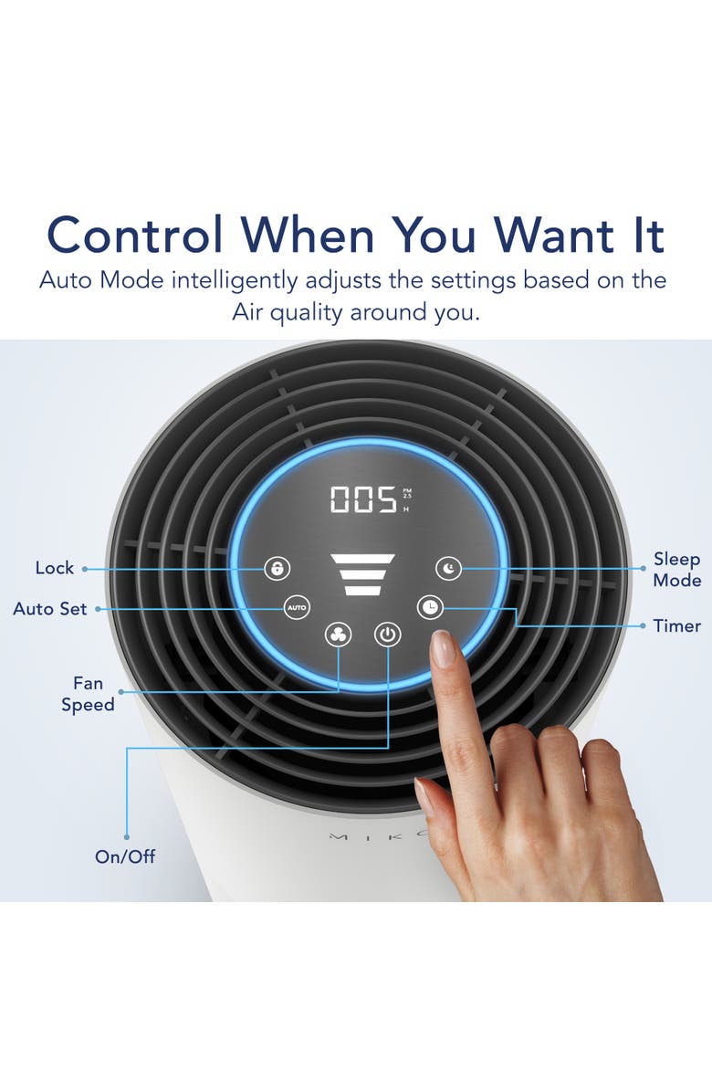 MIKO True HEPA Air Purifier with Smart Air Sensor - Covers up to 1600 Sq. Ft., Alternate, color, White