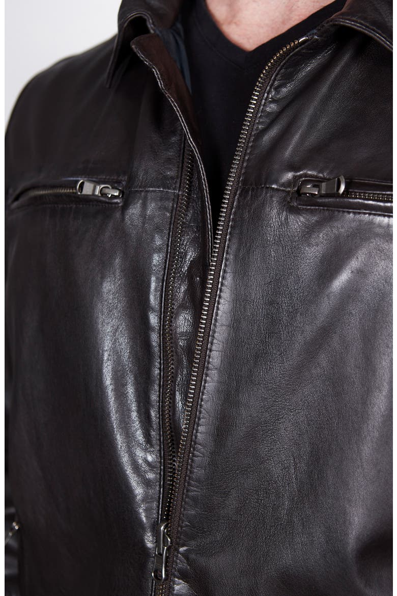 Reversible Leather Jacket, Alternate, color, BROWN/ NAVY
