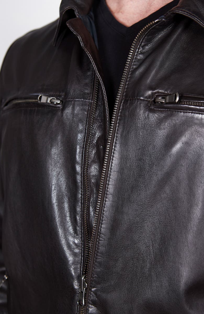 Missani Le Collezioni Reversible Leather Jacket, Alternate, color, Brown/ Navy