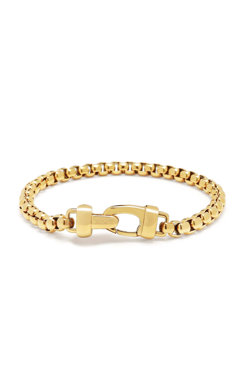 Classic Gold Box Chain Bracelet, Main, color, Gold
