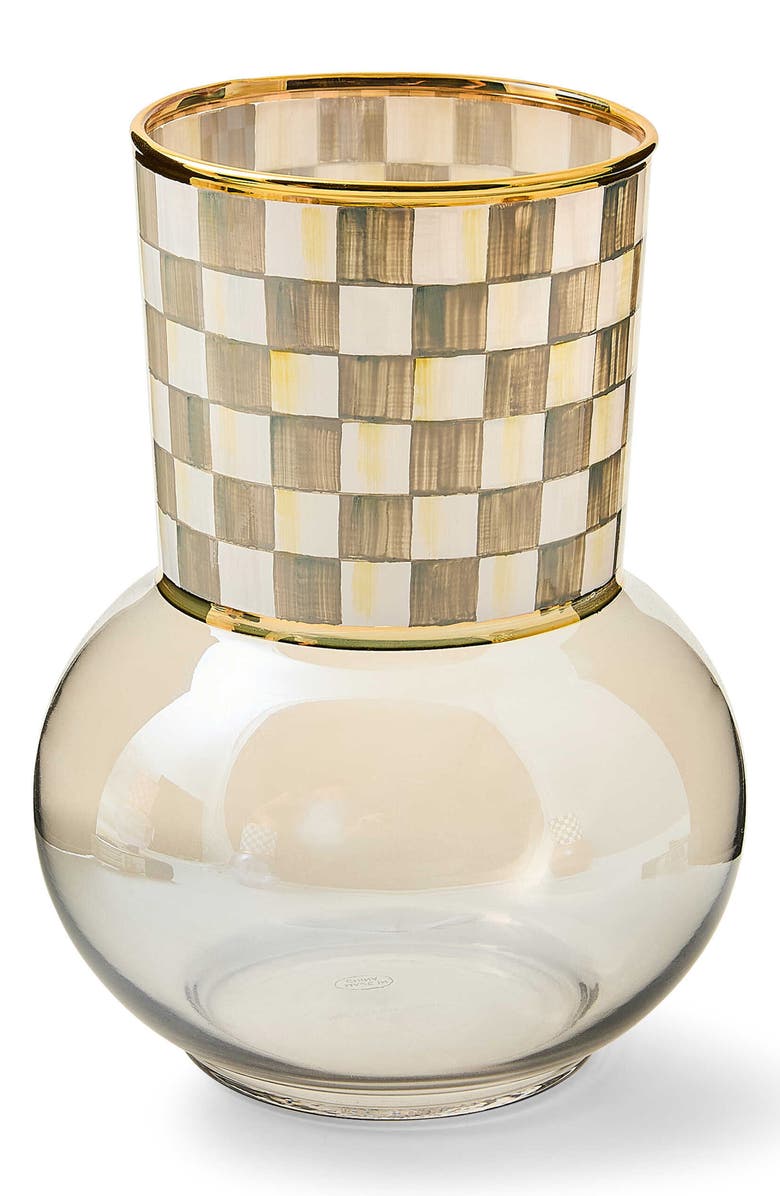 MACKENZIE CHILDS Sterling Check Glass Vase, Main, color, Sterling