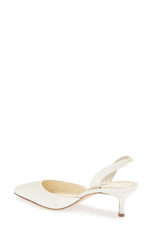 Manolo Blahnik Carolyne Bridal Pointed Toe Slingback Pump In White