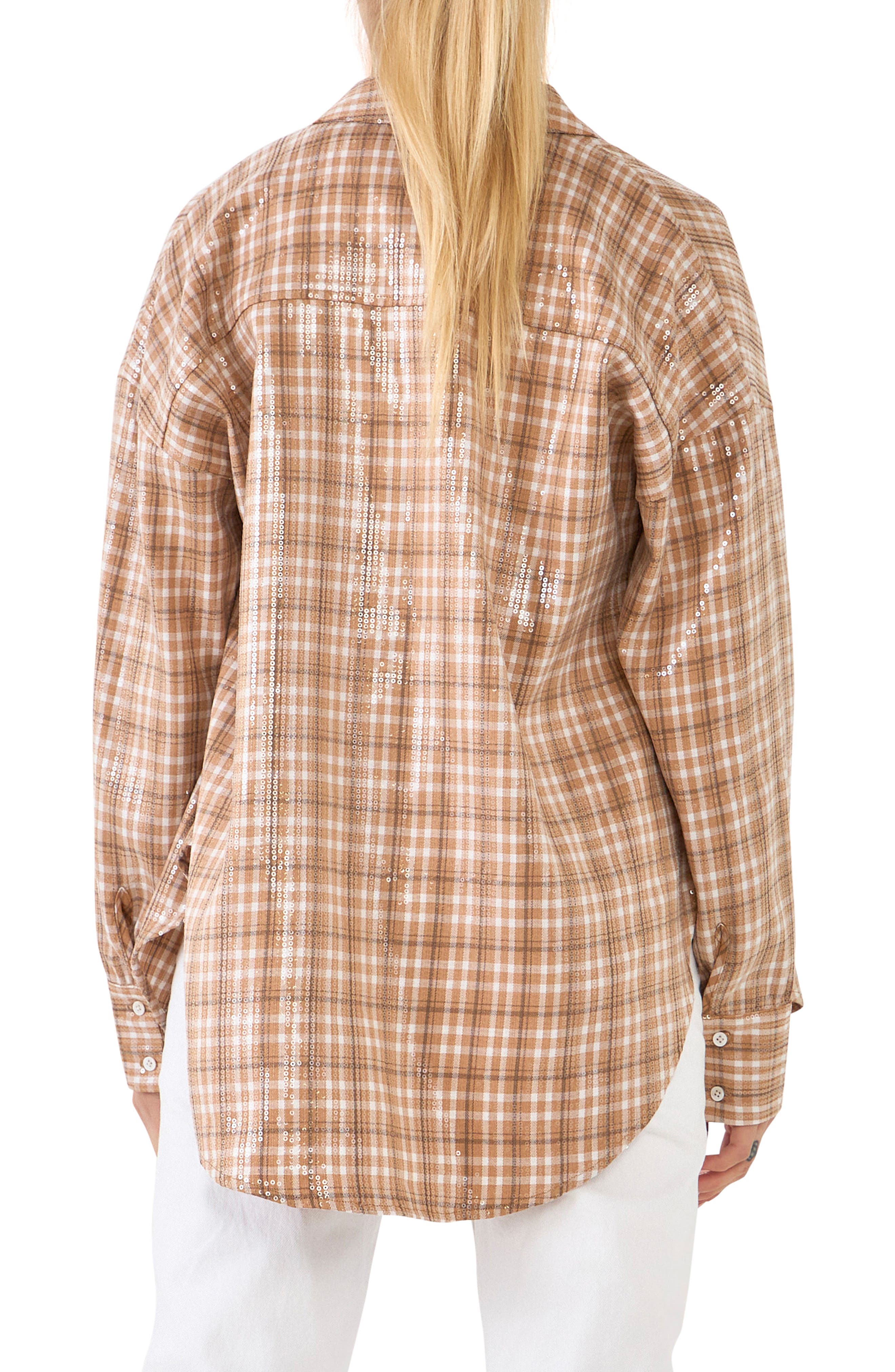 Plaid Sequin Button-Up Shirt - image 2