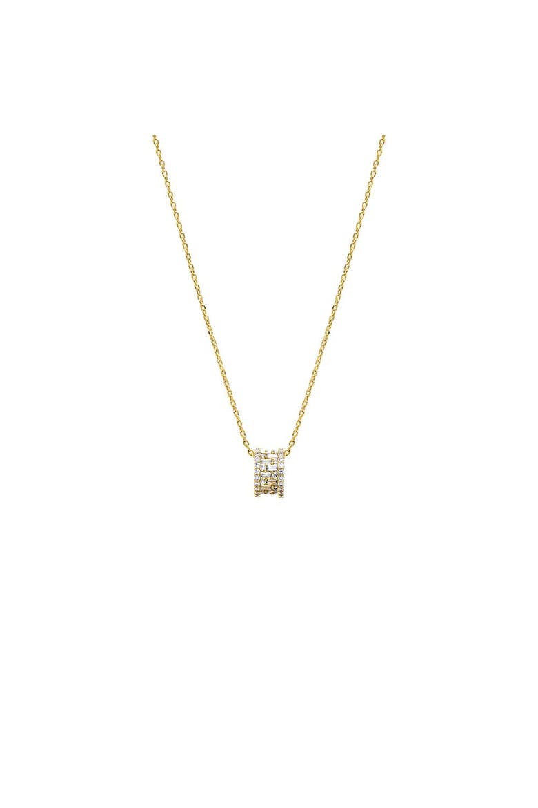 Pave X Baguette Roller Charm Necklace, Main, color, Gold