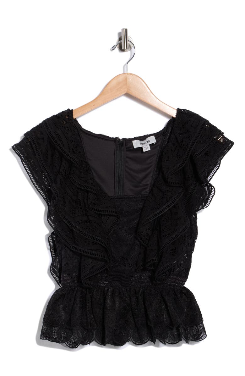 JASON WU Ruffle Lace Peplum Top, Main, color, Black
