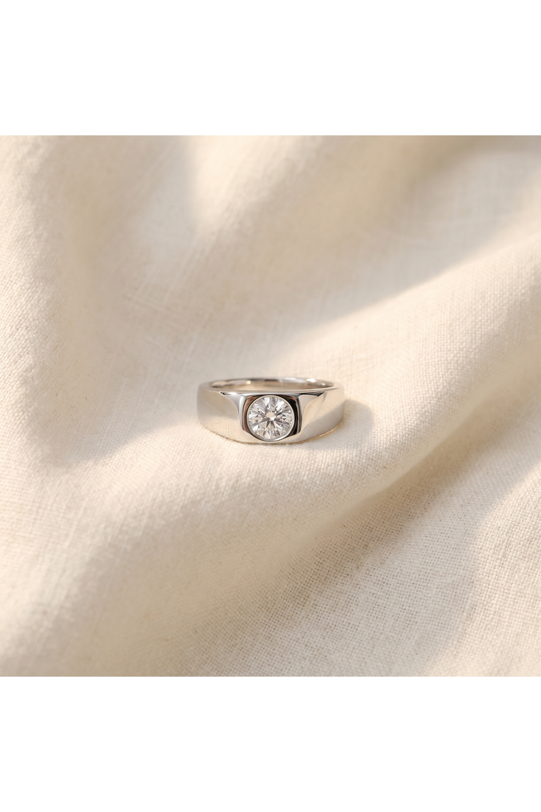 1 Ct Solitaire Lab Grown Men's Diamond Wedding Ring in 10k Gold, Alternate, color, 10k White Gold