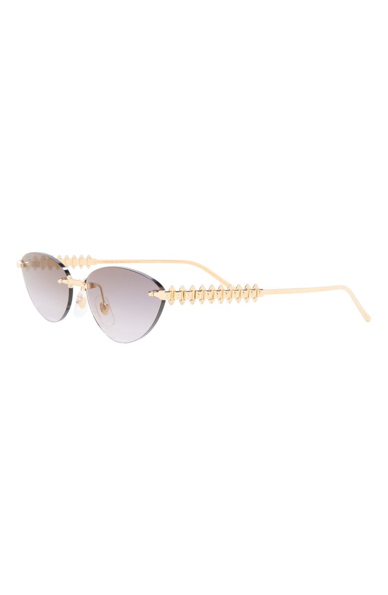 Cartier 58mm Gradient Rimless Oval Sunglasses, Alternate, color, Gold