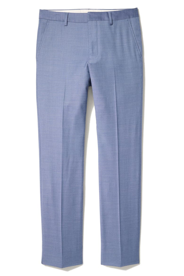 Jetsetter Flat Front Stretch Wool Suit Pants, Alternate, color, 1 BLUE SHARKSKIN