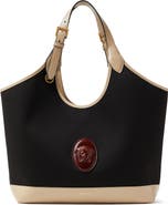 Versace Large Rivière Canvas & Leather Tote