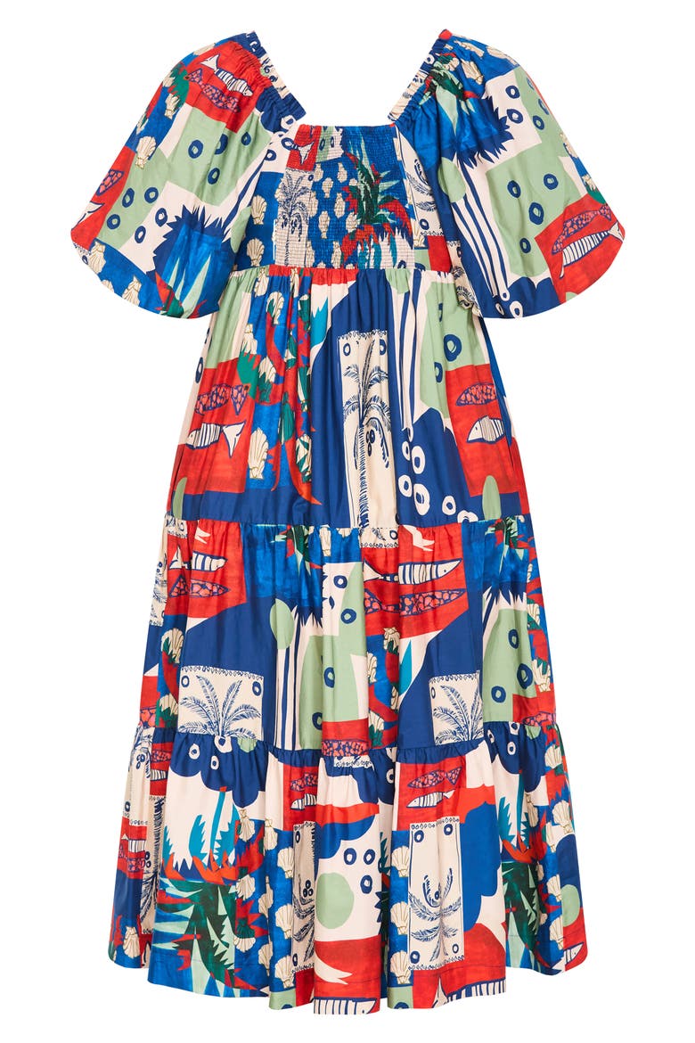 Fantasy Print Flared Midi Dress, Alternate, color, MARINE SCAPE