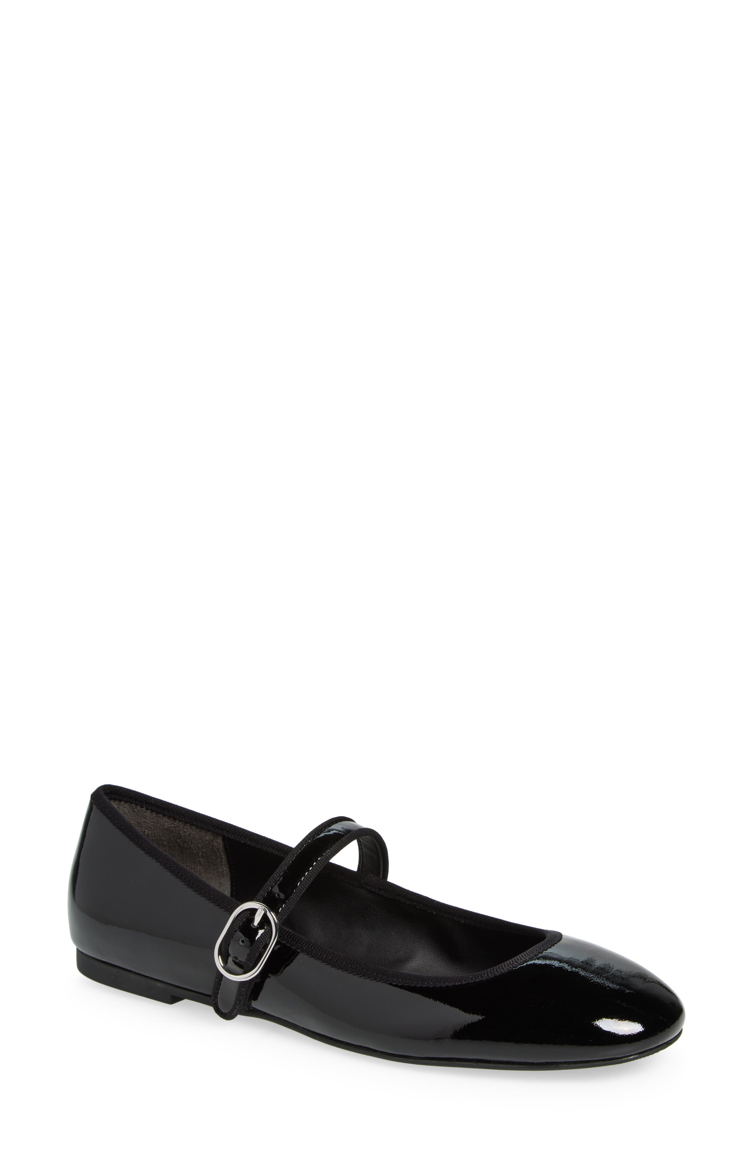 Stuart Weitzman Alice Mary Jane Flat, Main, color, Black Patent