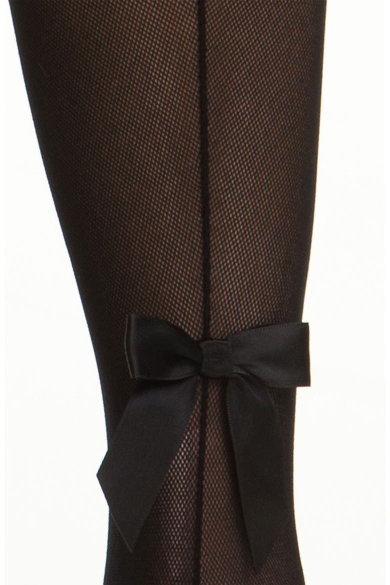 Back Seam & Bow Tights (Nordstrom Exclusive), Alternate, color, BLACK