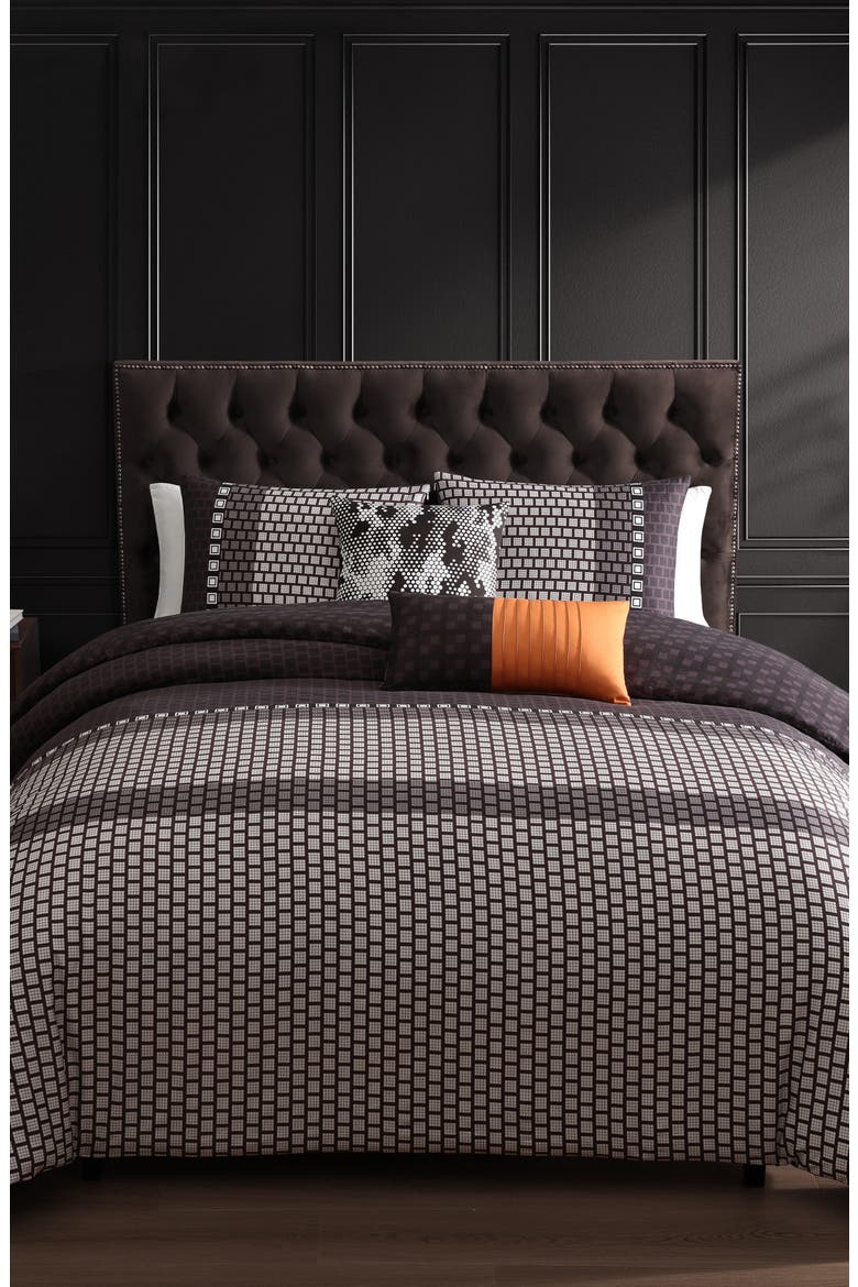 Linear Luxe Comforter Set, Alternate, color, PURPLE