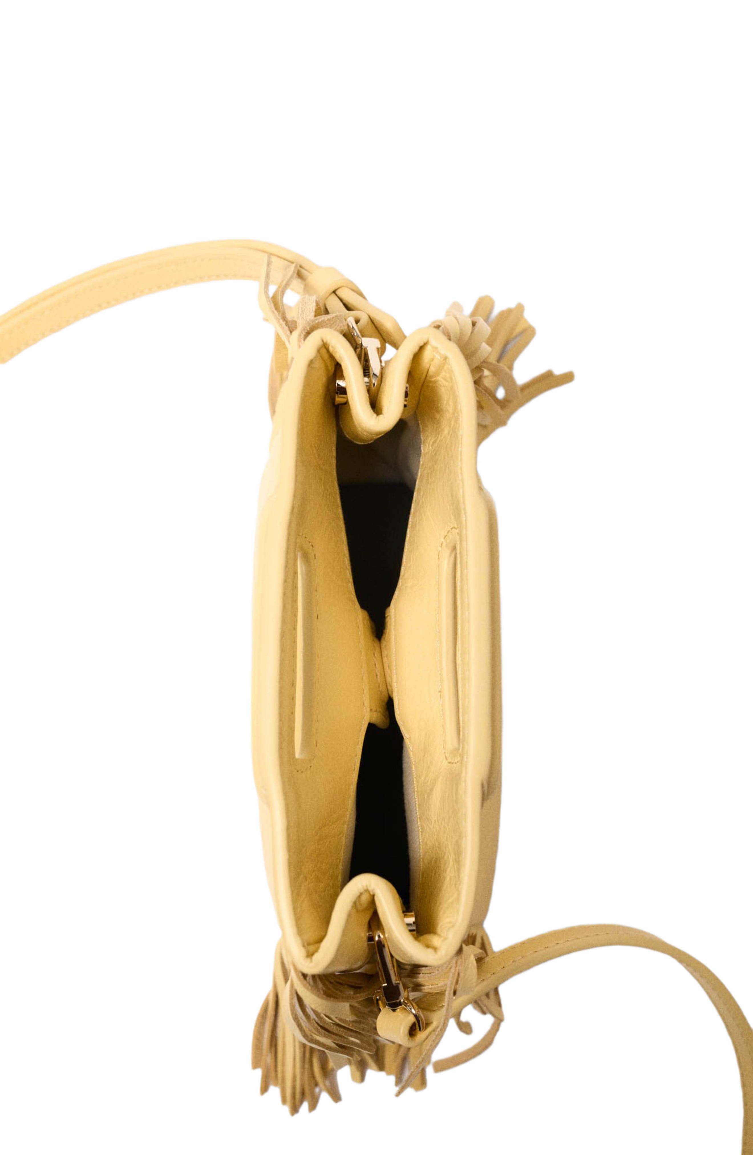 maje Matte crackled leather M Mini bag, Alternate, color, Pale Yellow