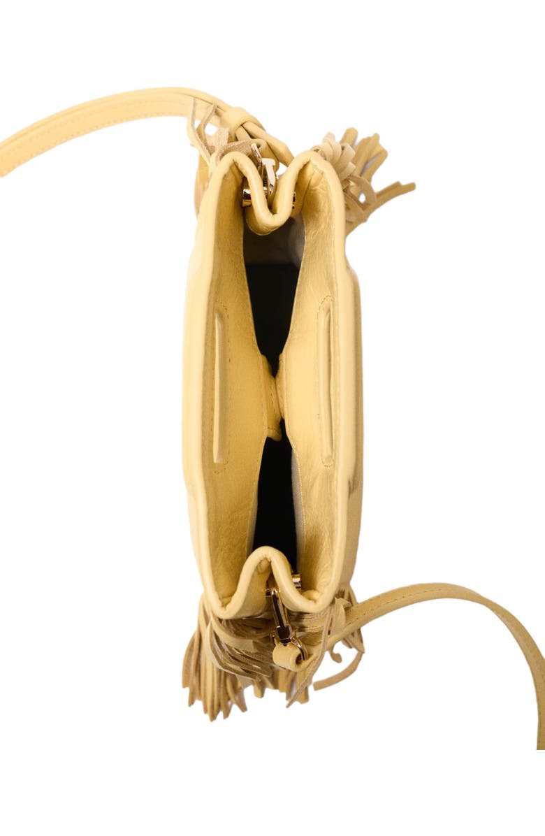 maje Matte crackled leather M Mini bag, Alternate, color, Pale Yellow