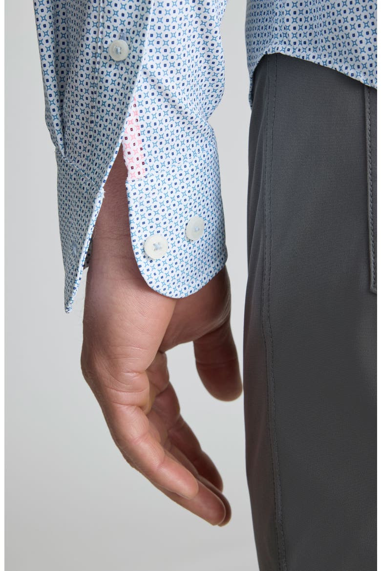 Fairfax Microprint Performance Button-Up Shirt, Alternate, color, BLUE