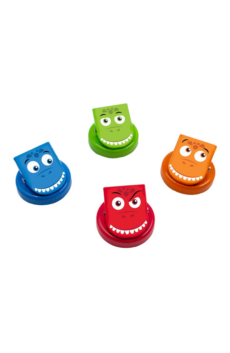 Junior Learning Clever Clips Dinos 4Pc Magnetic Dinosaur Clips, Alternate, color, Multicolored
