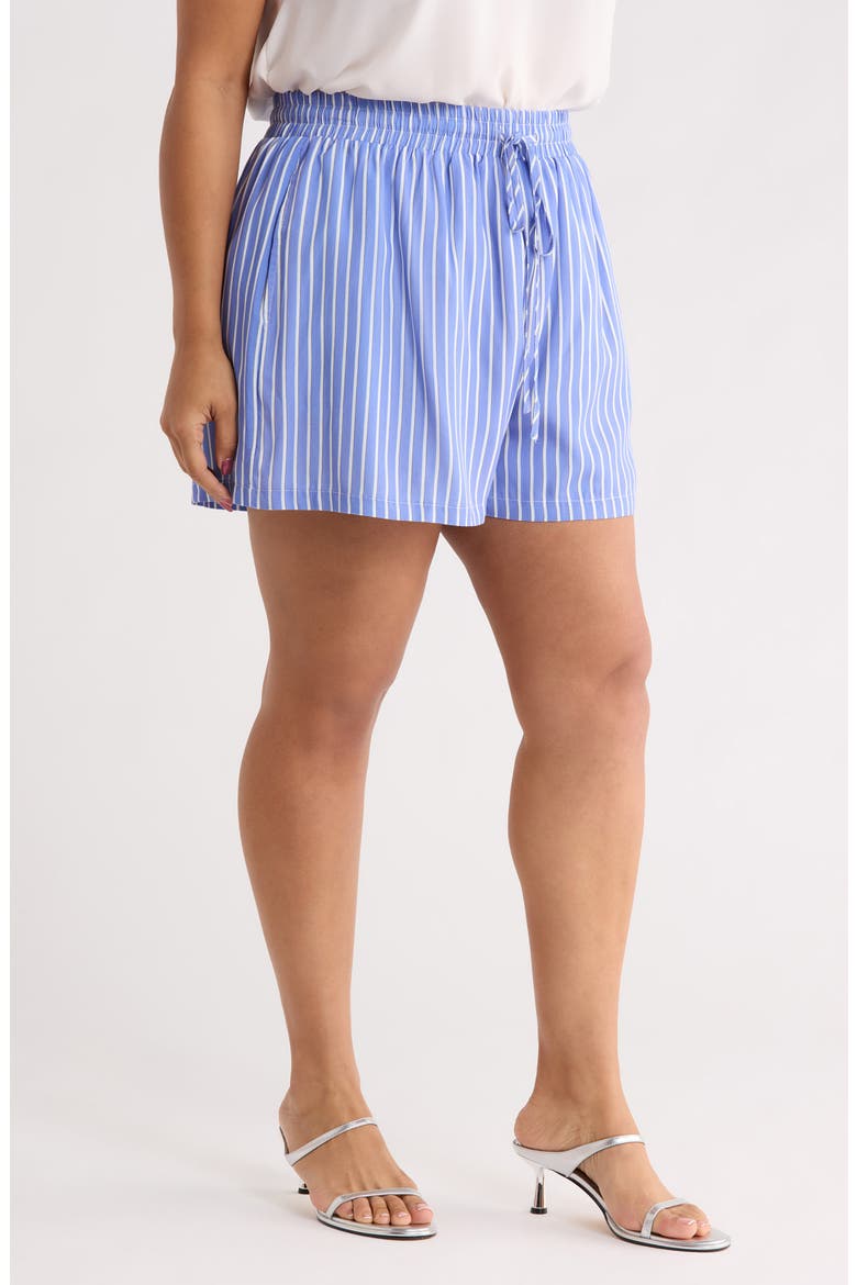 Elise Stripe Taliya Drawstring Shorts, Alternate, color, BLUE-WHITE