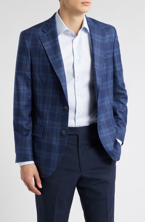 Hyperlight Soft Plaid Slub Wool & Silk Blend Sport Coat (Regular & Big)