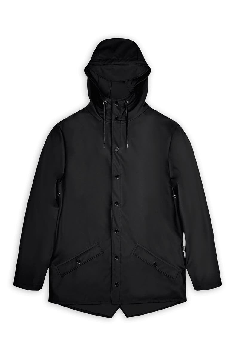 Rains Gender Inclusive Lightweight Hooded Waterproof Rain Jacket, Alternate, color, Black