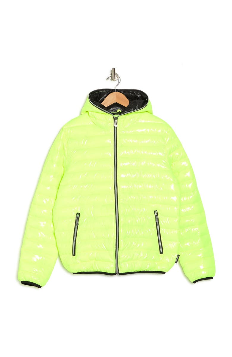 Noize Lightweight Hooded Puffer Jacket, Alternate, color, Neon Yellow