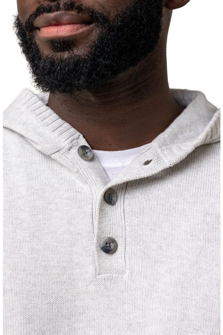 Men's Organic Henley Sweater Hoodie, Alternate, color, Light Gray Heather