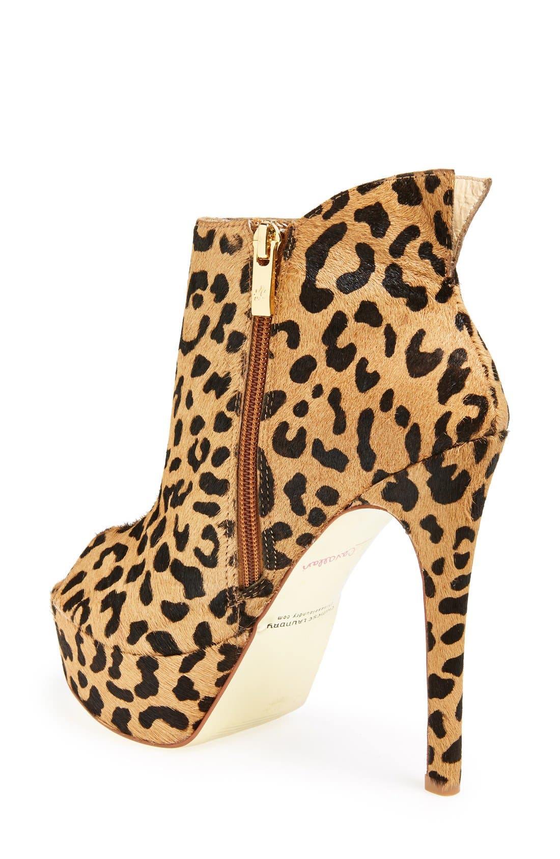 Kristin Cavallari 'Lovely' Leopard Print Calf Hair Open Toe Bootie, Alternate, color, 