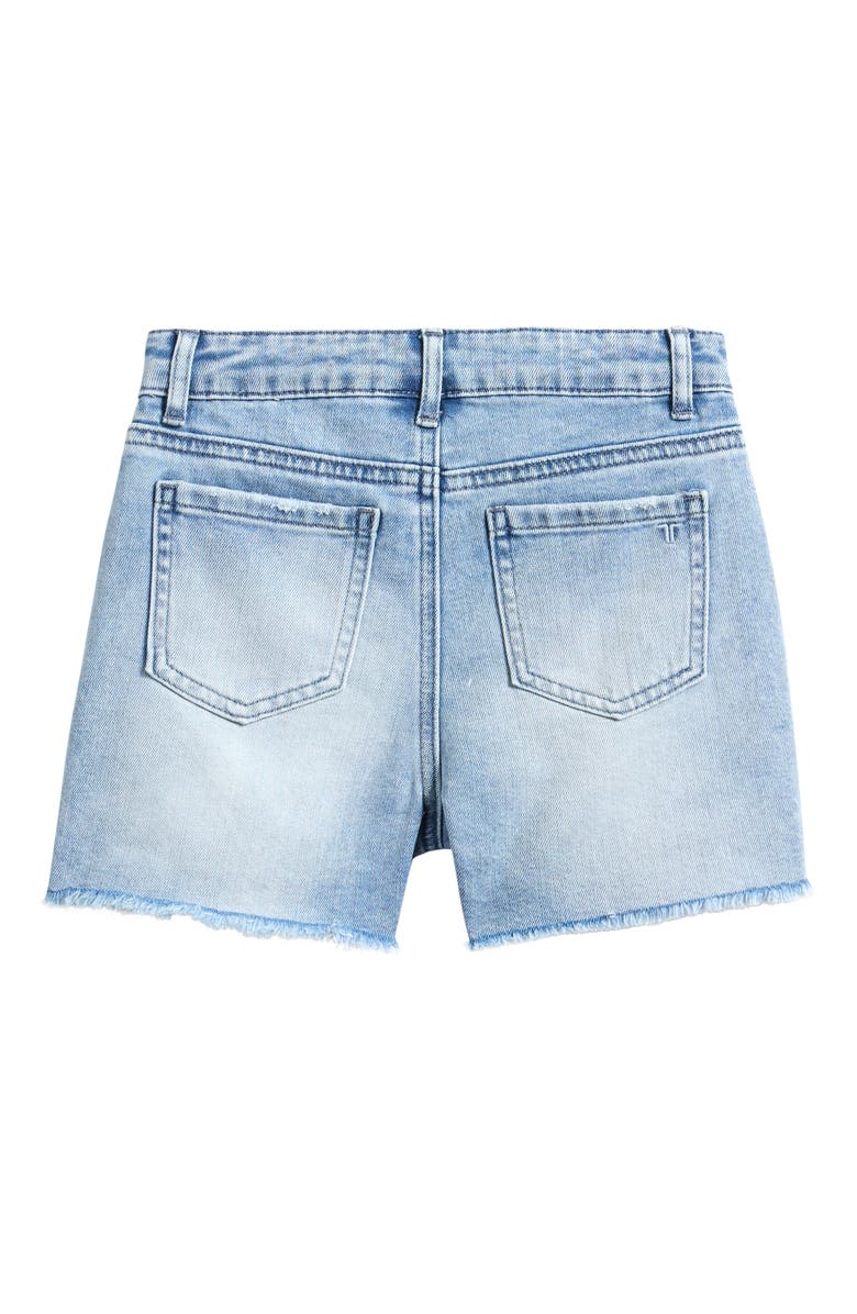 Tractr Kids' Flag Pocket Ripped Denim Shorts, Alternate, color, Washed Indigo