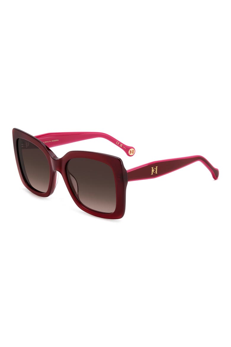 54mm Gradient Square Sunglasses, Alternate, color, BURGUNDY/ BROWN SF