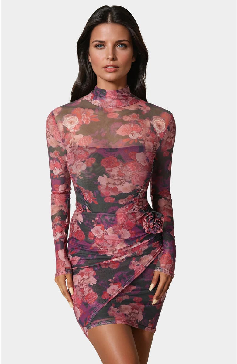 bebe Floral Mesh Bodysuit, Main, color, Romantic Floral Print