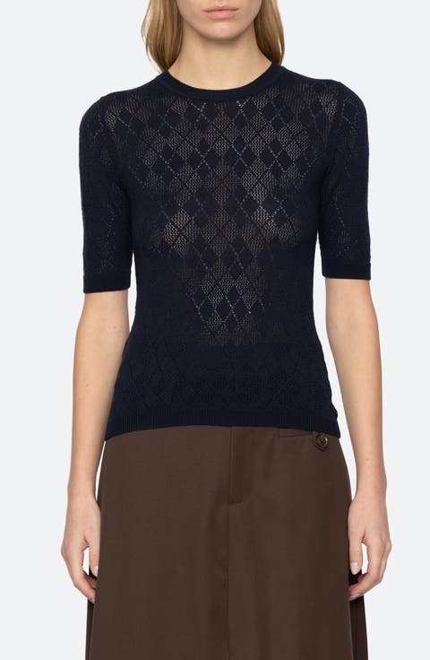 Jane Argyle Short Sleeve Crewneck Sweater