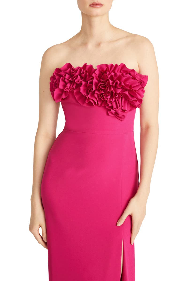 ML Monique Lhuillier Gemma Strapless Crepe Column Gown, Alternate, color,