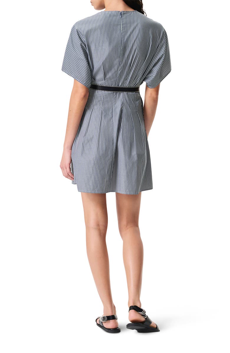 rag & bone Maddie Stripe Pleated Cotton Poplin Dress, Alternate, color, Black Stripe