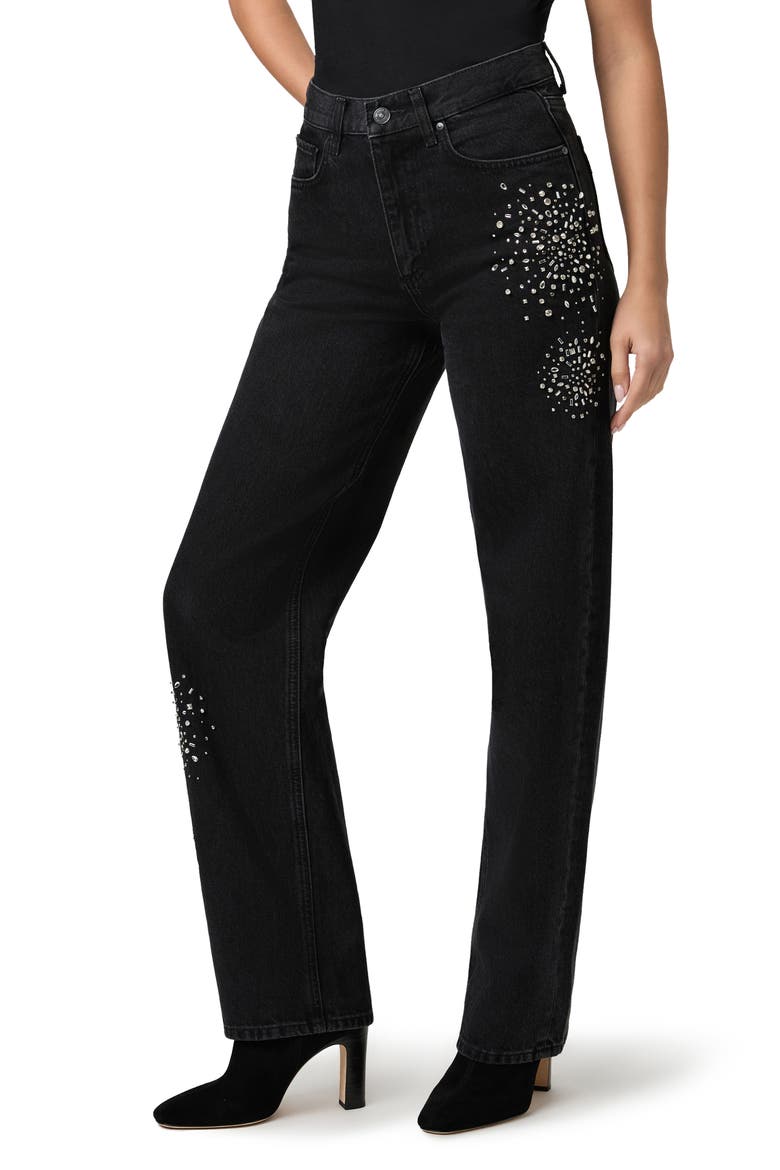 Emilie Embellished High Waist Straight Leg Jeans, Main, color, STARRY NIGHT EMBELLISHED