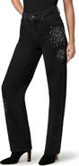 PAIGE Emilie Embellished High Waist Straight Leg Jeans