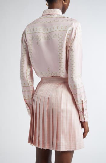 Treasure Print Silk Button-Up Shirt