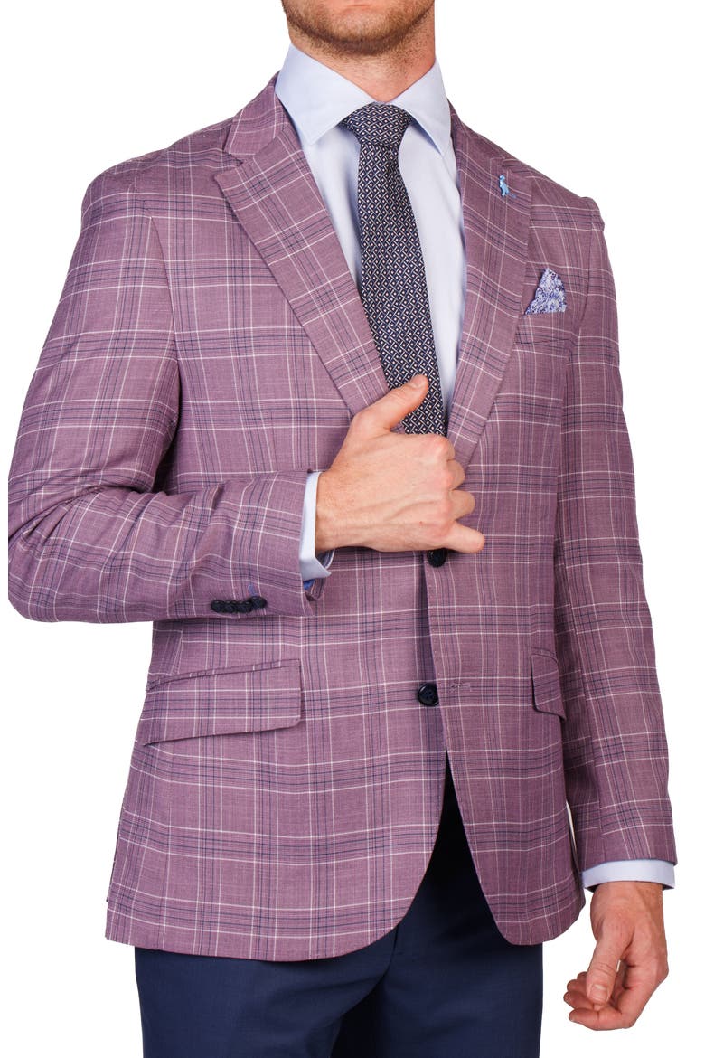 Shadow Plaid Sport Coat, Alternate, color, PLUM