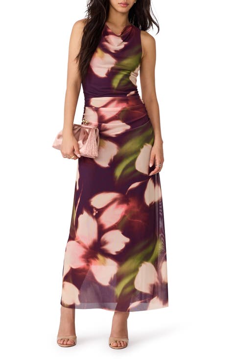 Rylen Floral Cowl Neck Maxi Dress