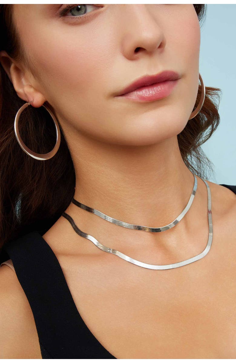Oradina Mirage Herringbone Choker in Sterling Silver, Alternate, color, Silver