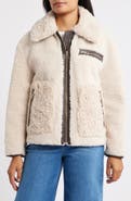 BCBG Faux Shearling Zip Front Jacket