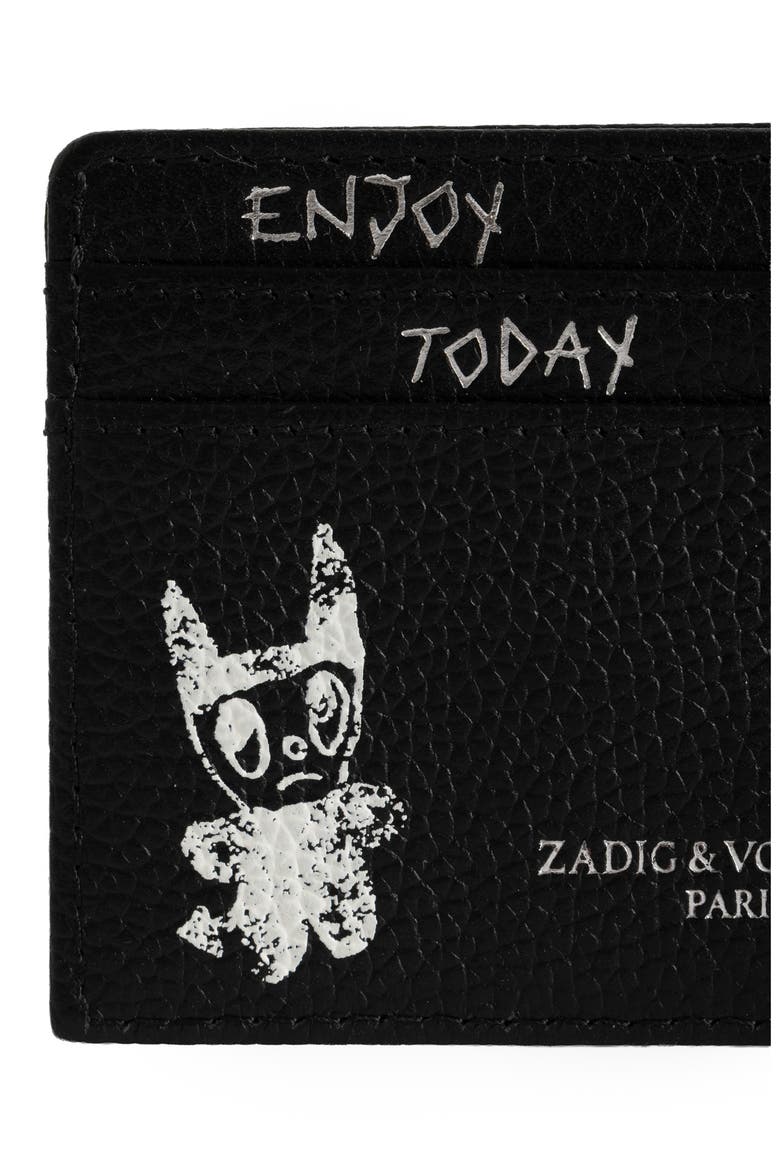 ZV Pass Arty Leather Luggage Tag, Alternate, color, BLACK