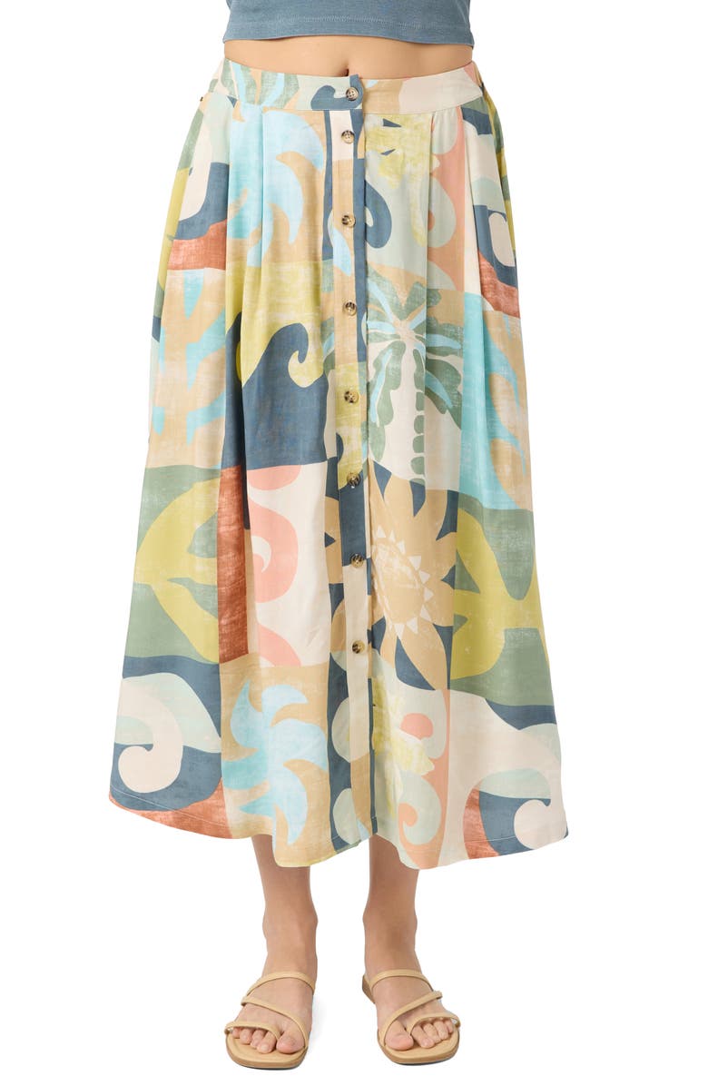 O'Neill Maisel Button Front Midi Skirt, Main, color, 