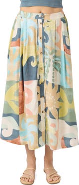 O'Neill Maisel Button Front Midi Skirt
