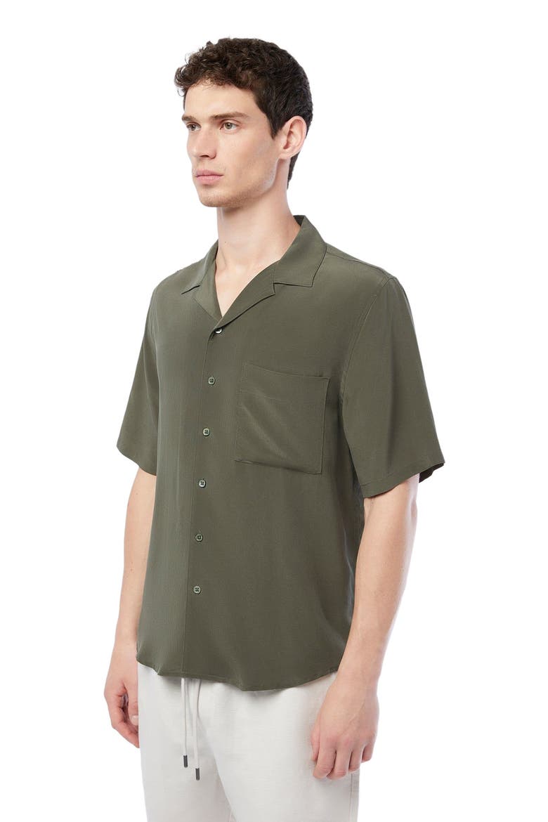 Silk Vacation Short Sleeve Shirt, Alternate, color, Dark Olive