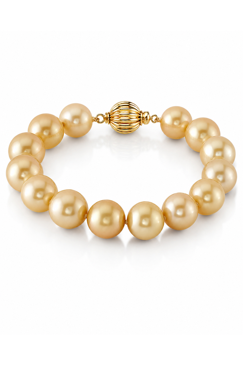11-12mm Golden South Sea Pearl Bracelet, Main, color, Yellow Gold Clasp