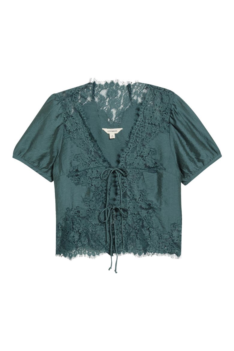 Lace Trim Flyaway Top, Main, color, BALSAM GREEN
