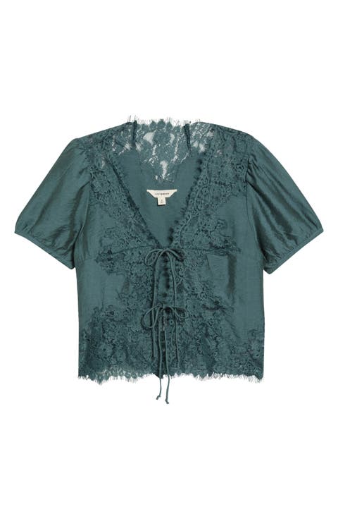 Lace Trim Flyaway Top