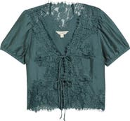 Lucky Brand Lace Trim Flyaway Top