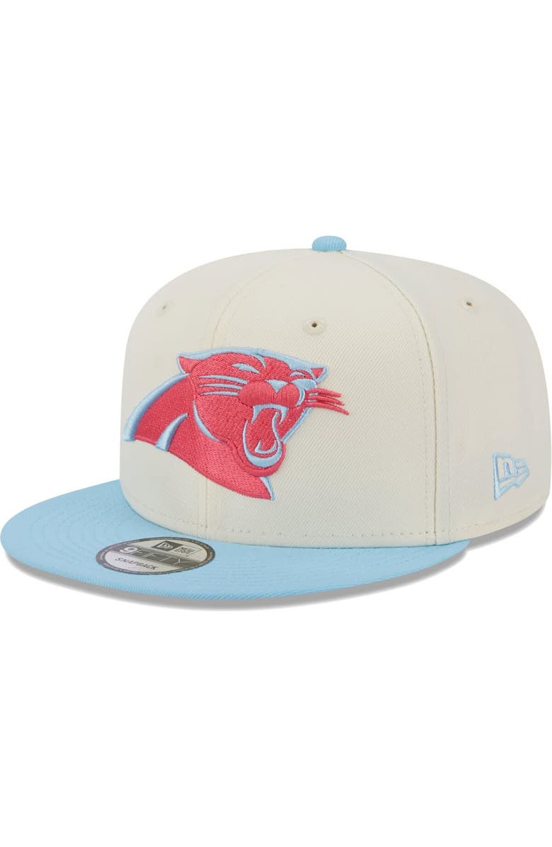 New Era Men's New Era Cream/Light Blue Carolina Panthers Two-Tone Color Pack 9FIFTY Snapback Hat, Main, color,